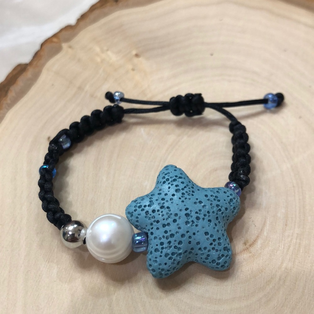 Star Shape Lava Stone Ligth blue  Bracelet